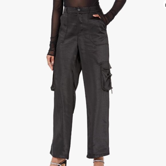 The Drop Women's Shiny Silky Cargo Pants, Size Large, NWT - Picture 1 of 7